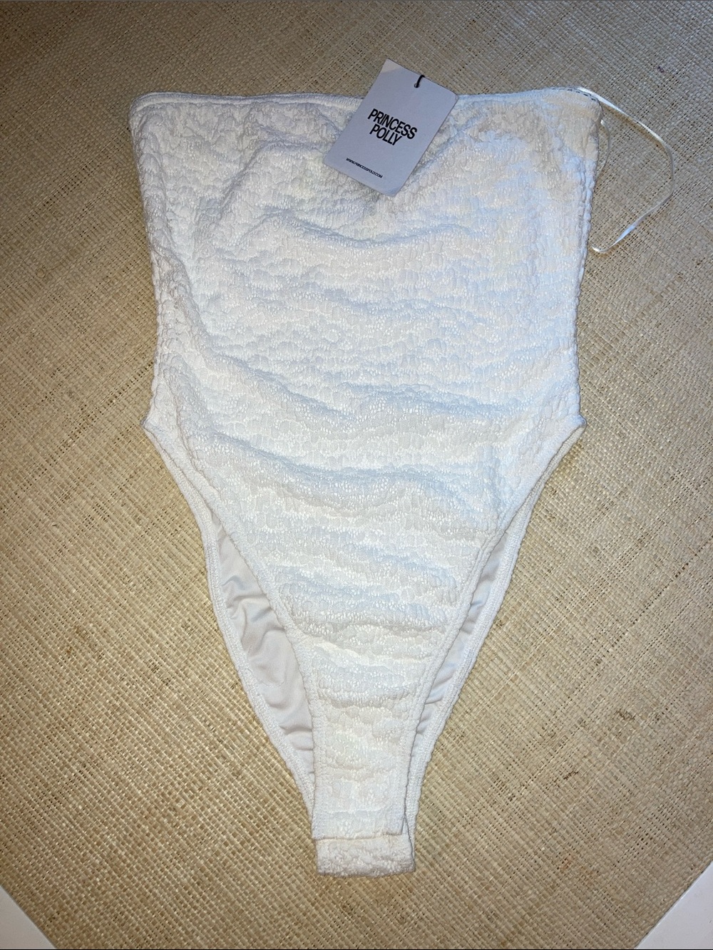 Princess Polly White Textured strapless Bristle bodysuit NWT Sz4